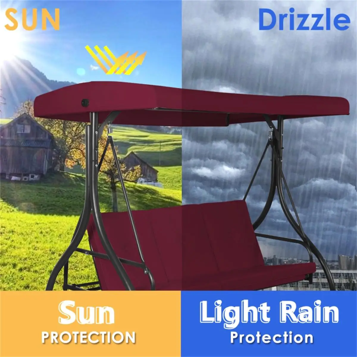 

3-Seat Convertible Swing Hammock Bed - Outdoor Patio Relaxation Chair