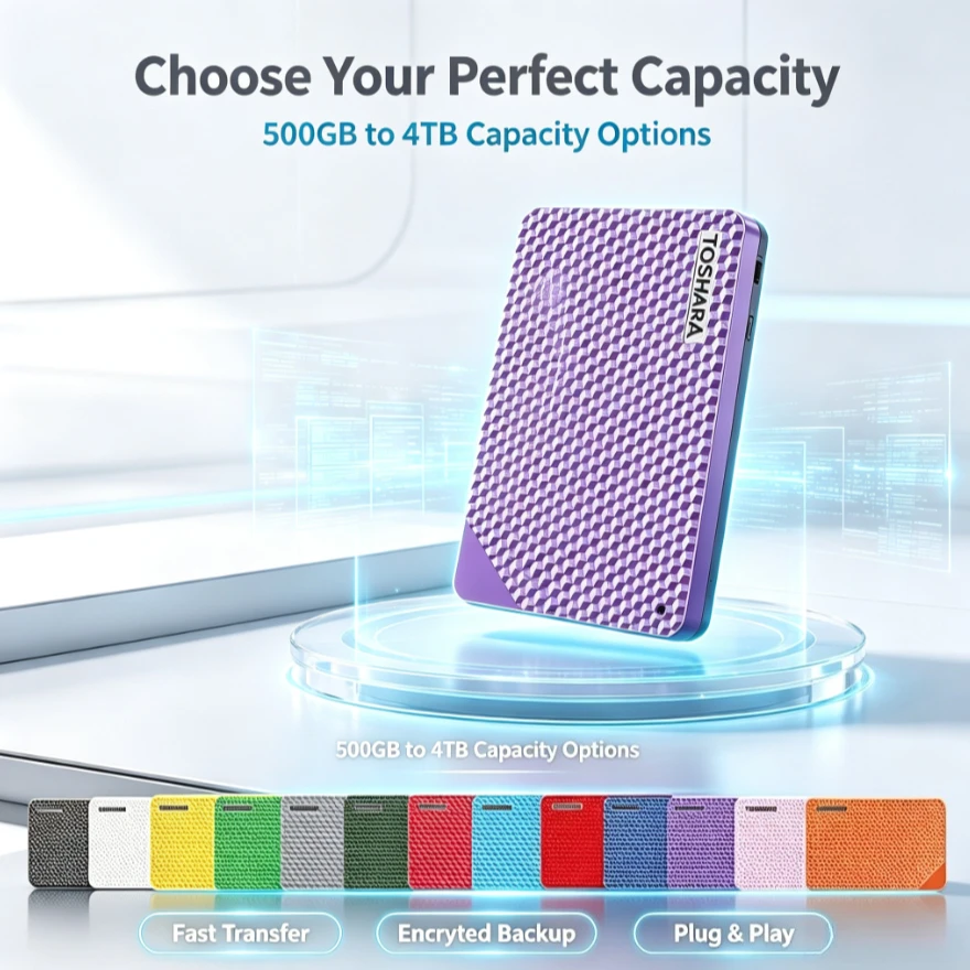 Original A3-6 Portable External Hard Drive Purple/Blue/Gray Large Capacity Storage Disk for Laptop Desktop Notebook Data Backup