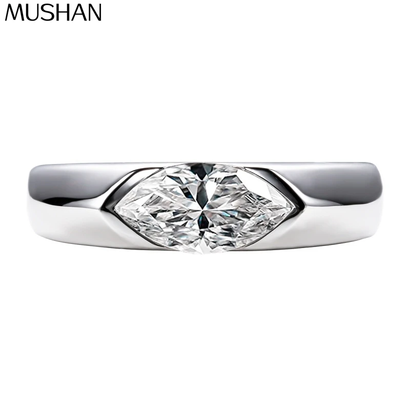 MuShan Brand Jewelry 925 Sterling Silver Ring Brilliant Moissanite Minimalist Ring for Her 18K Gold Plated MST Patent Jewellery