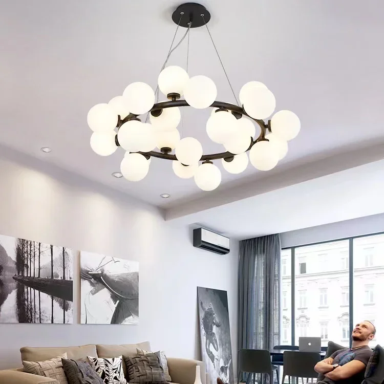 Imagem -05 - Nordic g9 Led Chandelier Lighting Modern Round Glass Pendant Light Living Room Lamp Fixture Decor Iluminação Interior