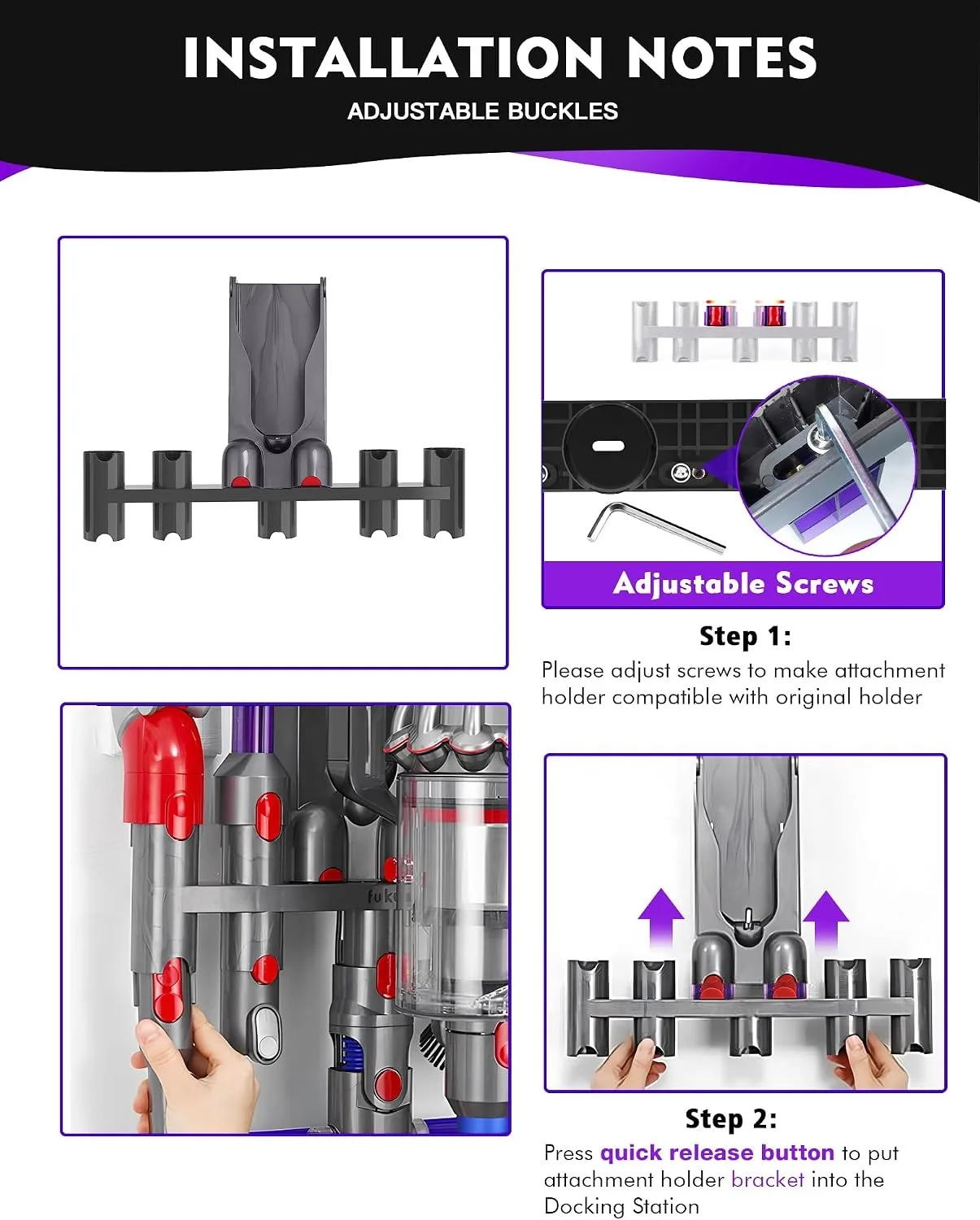 Suitable For Dyson V7 V8 V11 V12 V15 Vacuum Cleaner Head Storage Bracket V10 Lightweight Version Expansion Hanging Mount