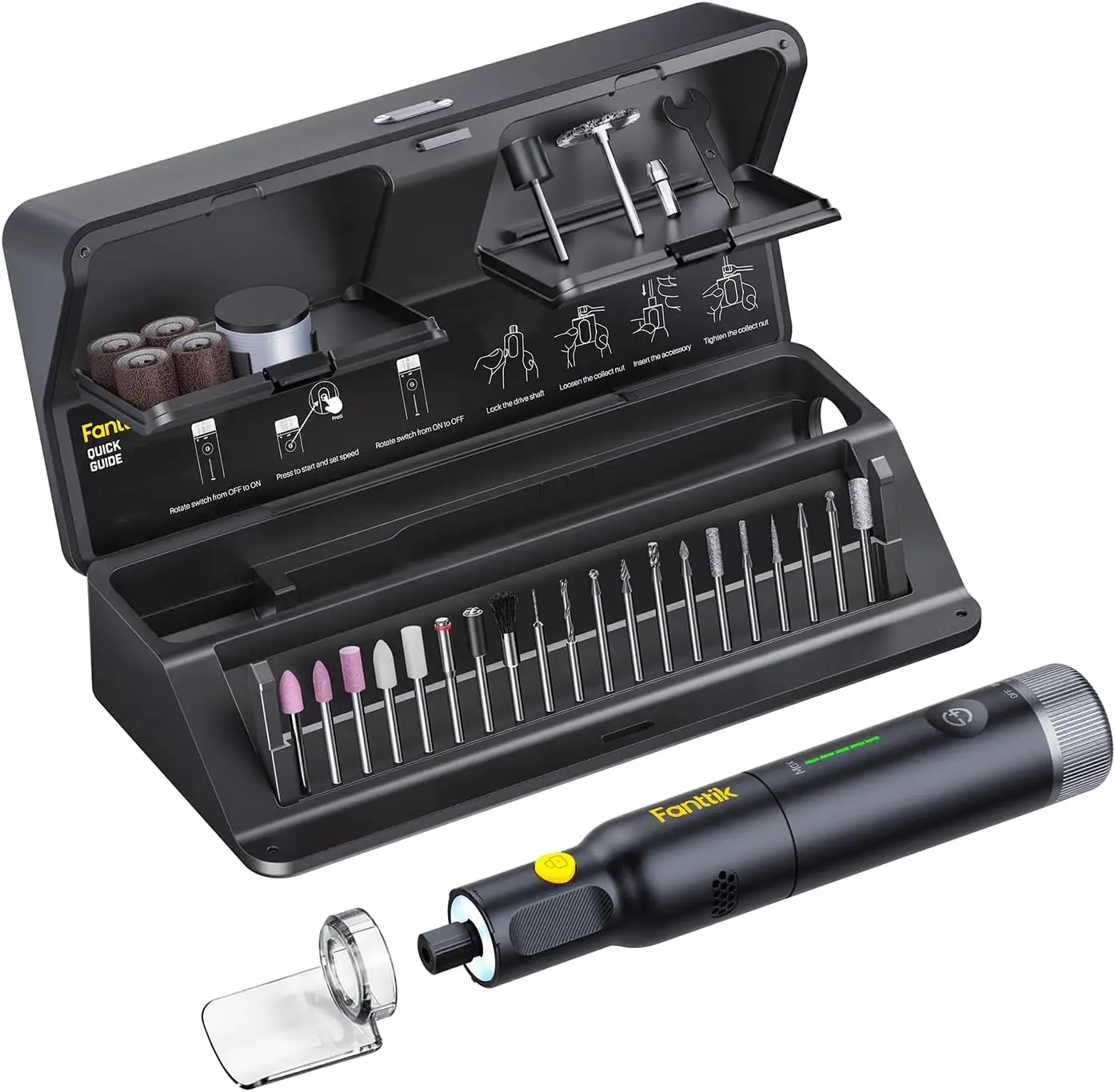 F2 Pro Kit Cordless Rotary Tool Kit, Strong Motor 5 Speed 25000 RPM | 44 Accessories, for 3D Printed Sanding, Polishing, Drillin