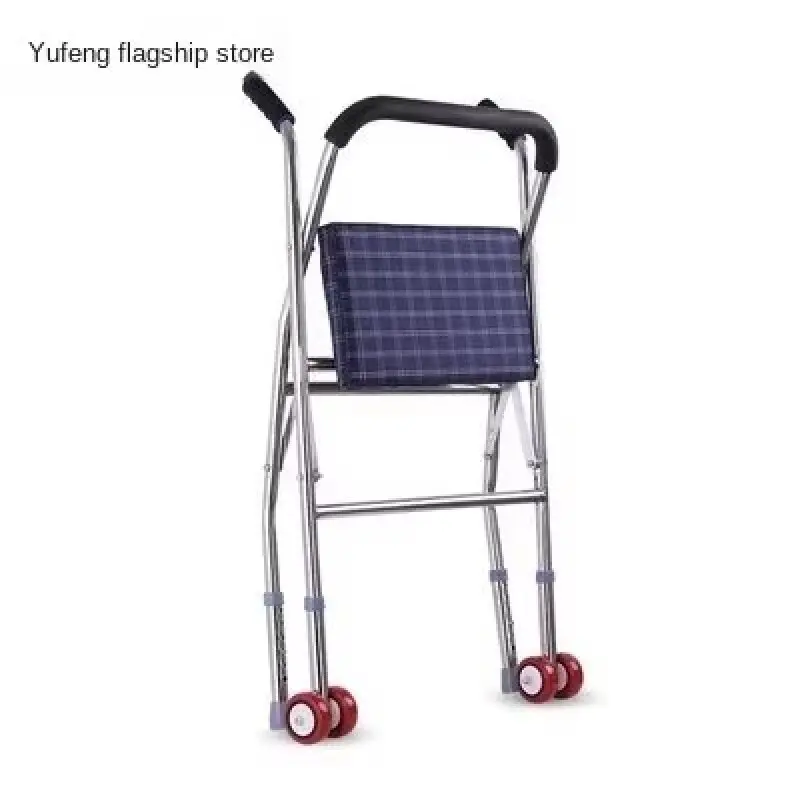 Foldable Walker with Seat,Rollator Walker with Durable Aluminum,330lbs Load Capacity, 2 Wheels for All Terrain