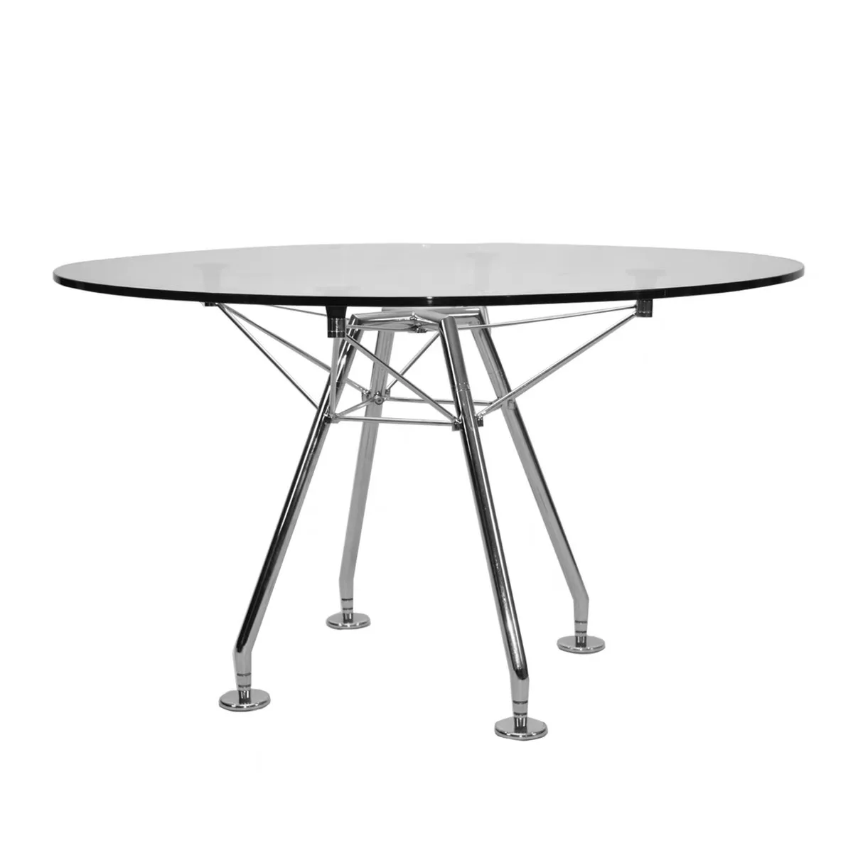 Tempered glass, round metal, small apartment dining table, modern office negotiation table