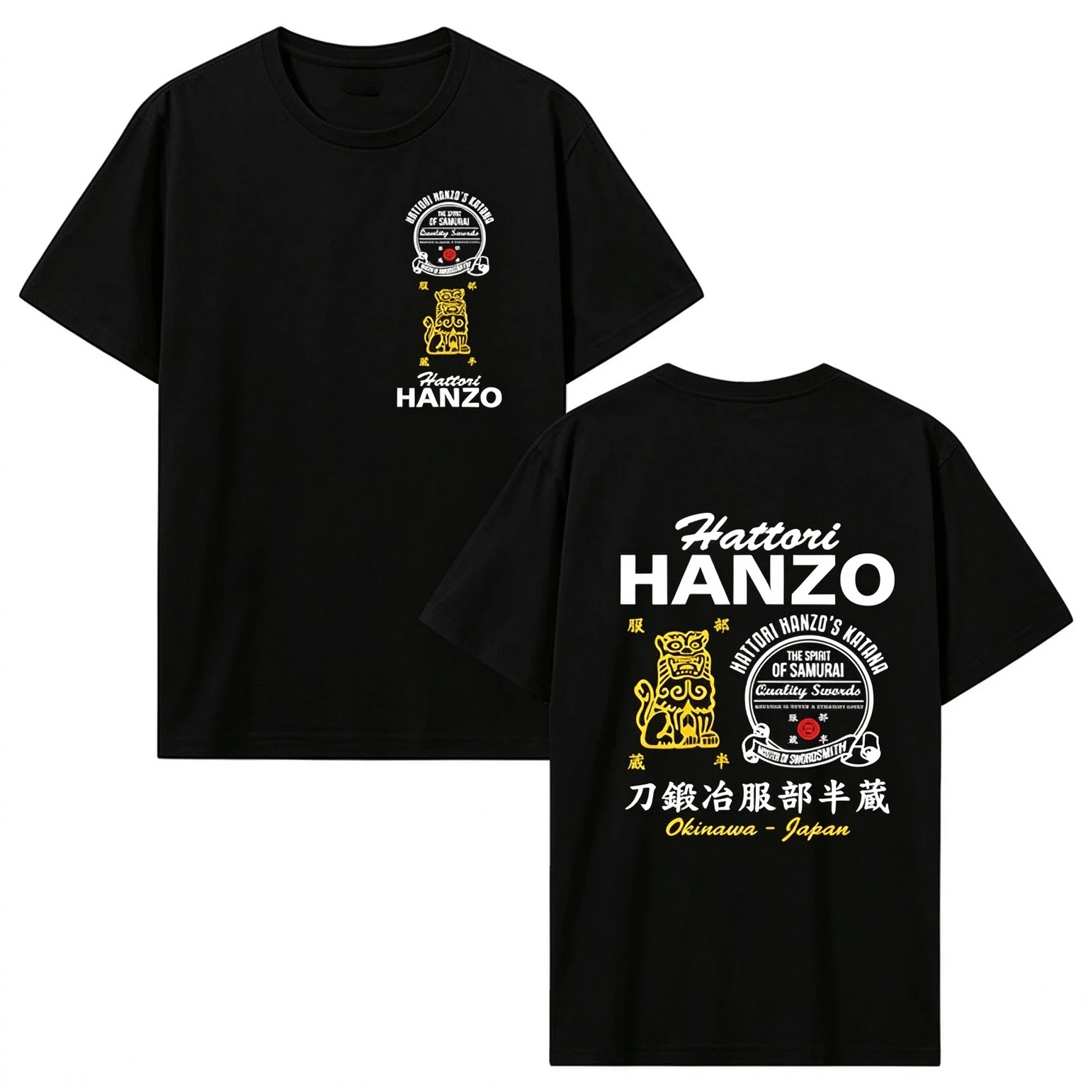 2026 New Kill Bill Hattori Hanzo Family Matching Oversized Unisex TShirt Japanese Retro Samurai Badge Print Streetwear CottonTop