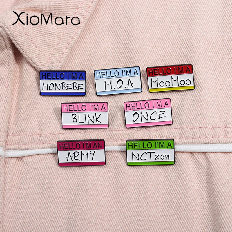 Hello I'm an Army Enamel Pin Korean Kpop Boy Girl Band Fans Assistance Dialog Box Brooch Lapel Badge Jewelry Gift For Friends