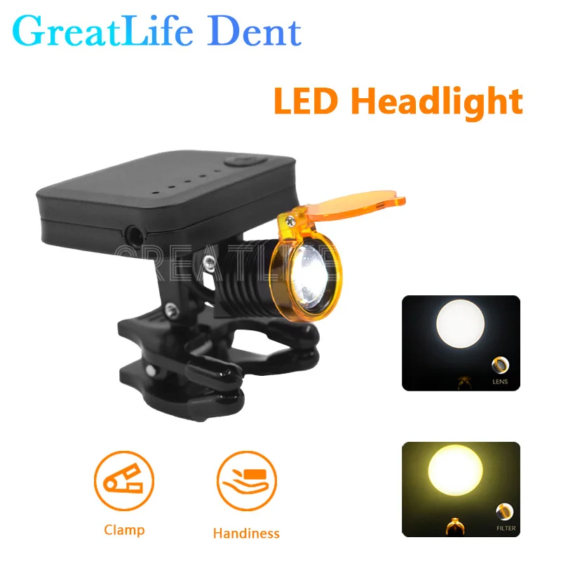 

GreatLife 5W Wireless Dental Headlight Clip-on Headlamp With Optical Filter for Lab Surgical Medical ENT Integrated Headlamp