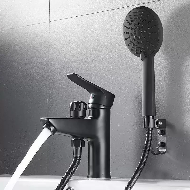 

Brass Bathroom Basin Faucet Black Single Handle Tap Sink Faucet Mixer with Shower Head Hot and Cold Water Faucets Mixer Tap