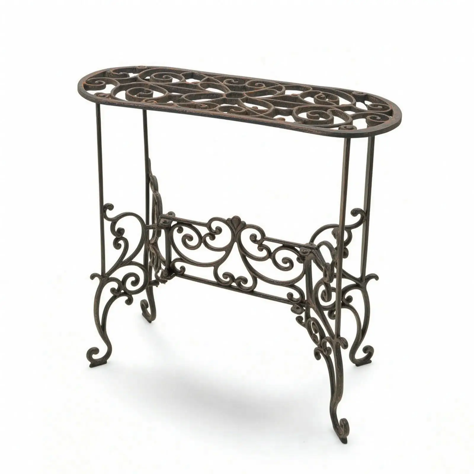 Double Layer Display Rack Cast Iron Flowerpot Holder Double Layer Plant Stand Vintage Decorative Shelf for Home