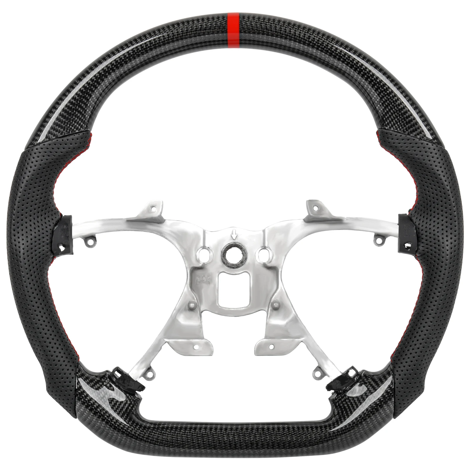 

Real Carbon Fiber Racing Steering Wheel For Chevrolet Tahoe Suburban Silverado 2007-2013 Perforated Leather D-shape Flat Bottom