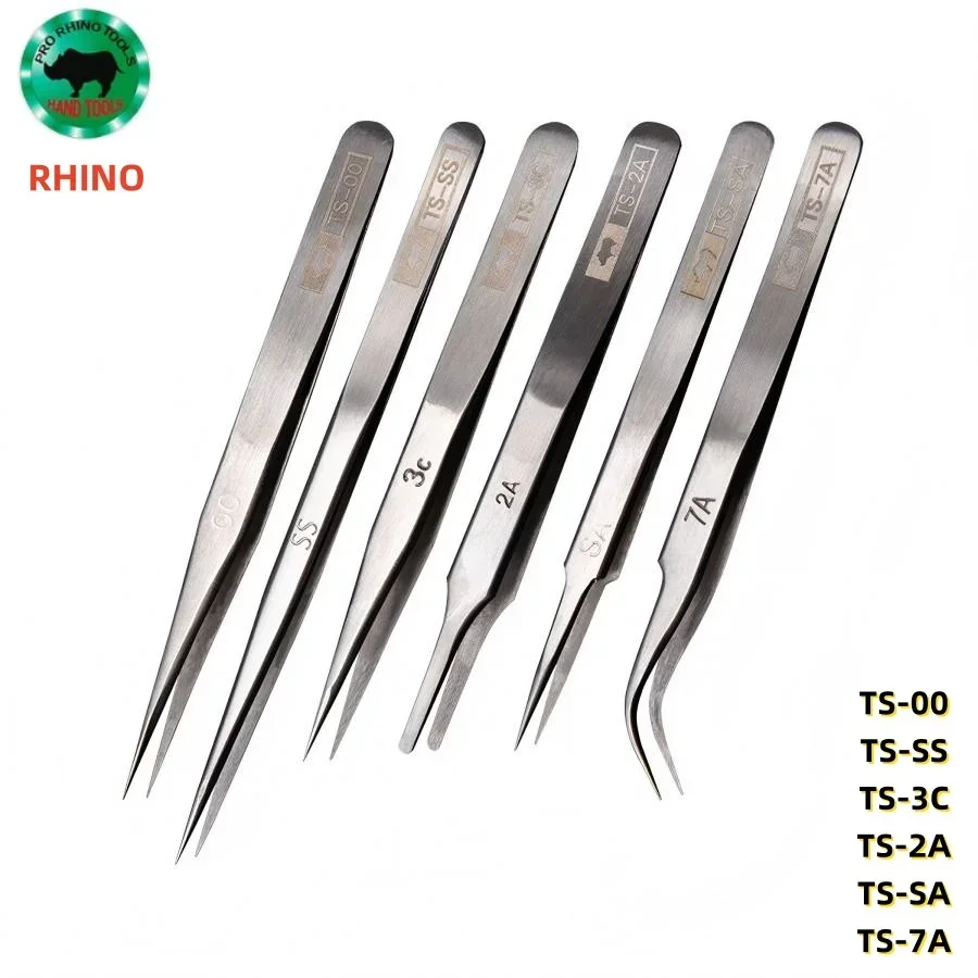 Japan RHINO Precision Tweezers for Watch Mobile Phone Electronics Jewelry Stainless Tweezer TS-00 TS-2A TS-3C TS-7A TS-SA TS-SS