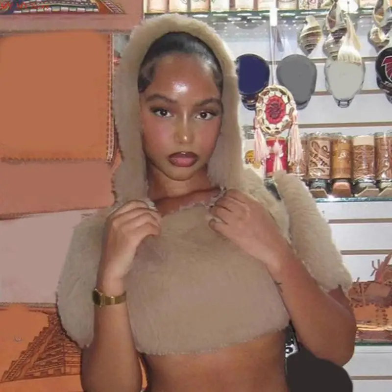 

N1He Элегантная изделия из искусственных мехов с капюшоном пластинка мягкая теплое плеч