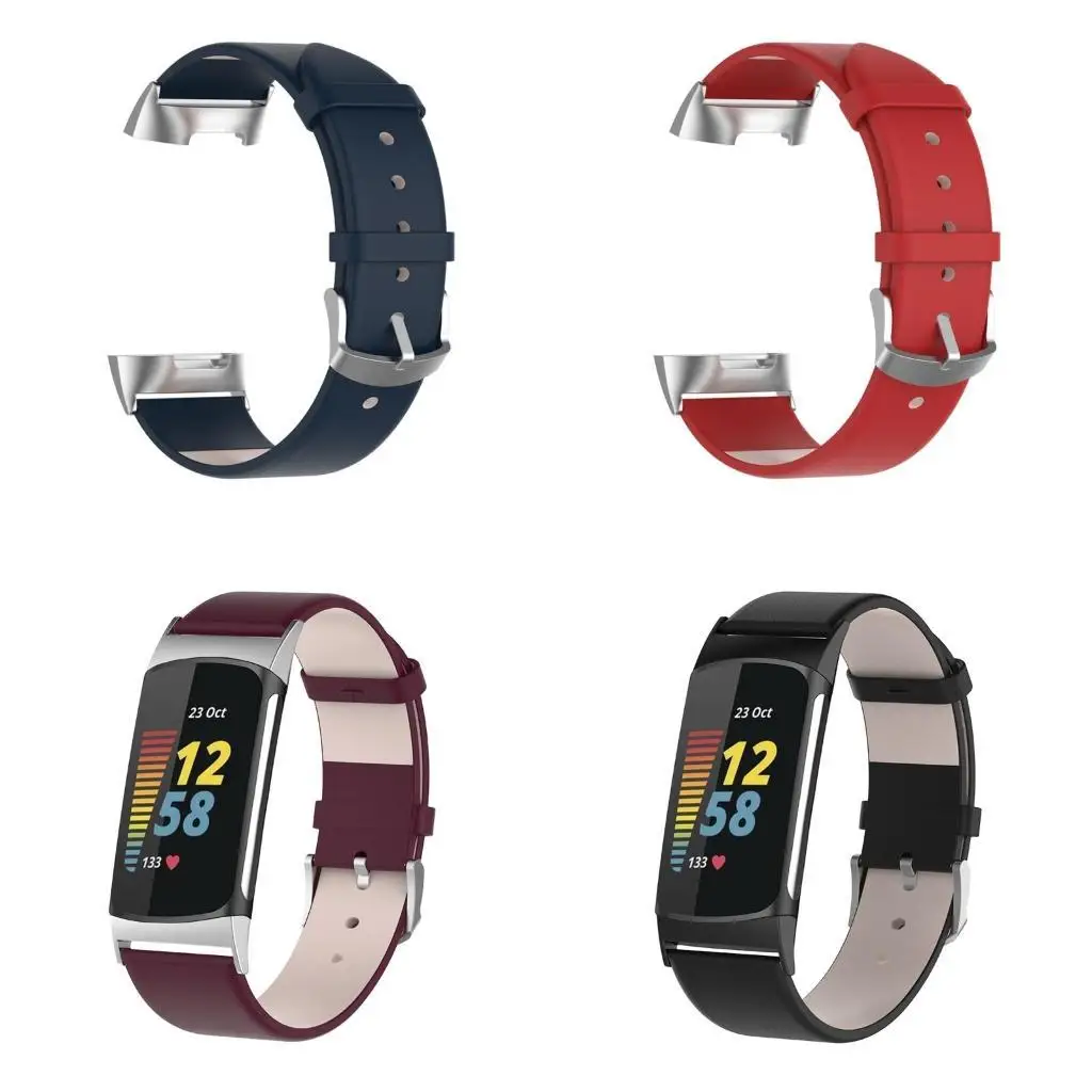 96ge لـ Fitbit-Charge 5 لـ Wristband Leather Leather Strap Watch Band
