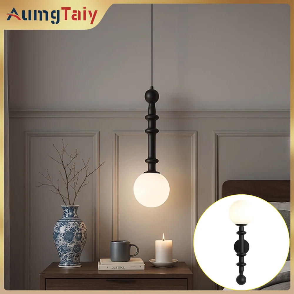 

Французский ретро твердый деревянный G9 светодиодный подвесной светильник для спальни, прихожей, изголовья барного светильника, подвесной художественный подвесной светильник люстра потолочная подвеска на шею