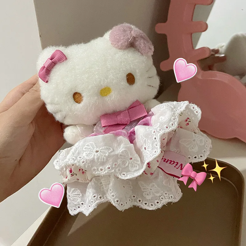 

Japanese Hellokitty Wedding Dress Plush Keychain Anime Sanrio Giry Skirt Cute Plush Doll Pendant Phone Lanyard Pendant Accessory