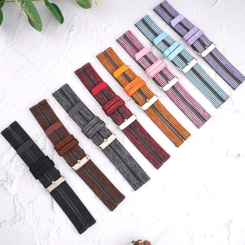 22mm Stretch Nylon New Design Fish Thread Watch Strap for Smart Watch Huawei Samsung Seiko IWC Quick Release Spring Bar