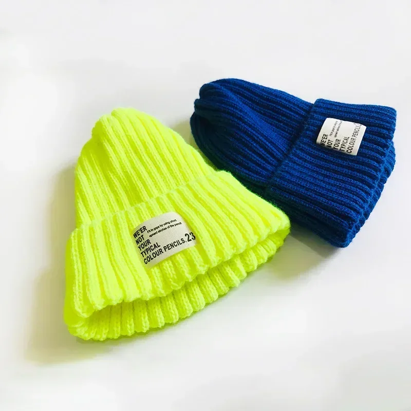 Gorro de invierno para bebé, gorro bonito de Color caramelo a la moda, gorro de punto cálido de ganchillo para niños de 0 a 2 años, gorro para niños