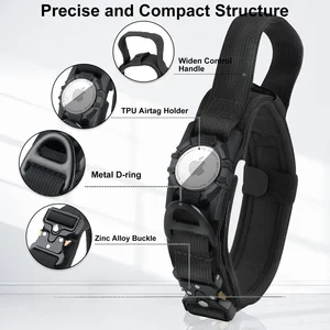 طوق تكتيكي AirTag ، حامل وحزام AirTag ، مشبك معدني عسكري ، طوق GPS قابل للتعديل للكلاب المتوسطة والكبيرة أفضل 6 طوق مبيعات مع نظام تحديد المواقع العالمي (GPS) للكلاب - No2