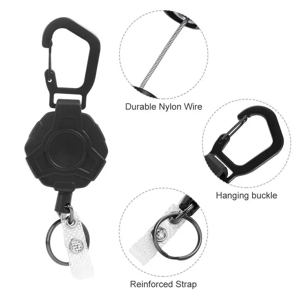 Sporty Metal Badge Holder ID Lanyard Keychain Anti-theft Easy-to-pull Buckle ID Card Holder Retractable Key Ring Badge Reel