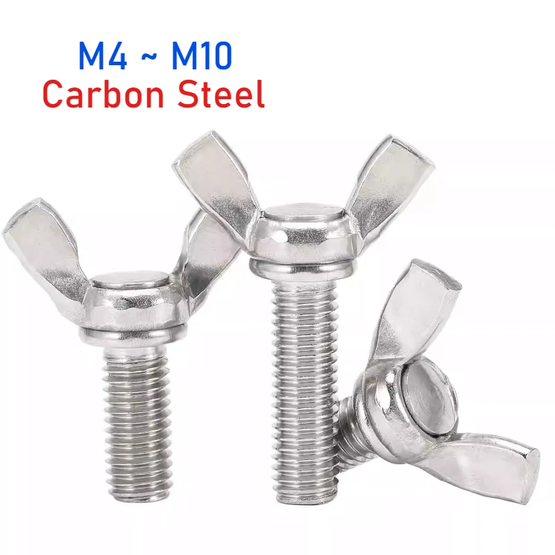 1/2/5pcs M4 M5 M6 M8 M10 Zinc Plated Carbon Steel Butterfly Bolt Wing Bolt Thumb Wing Screw Claw Hand Tighten Screw