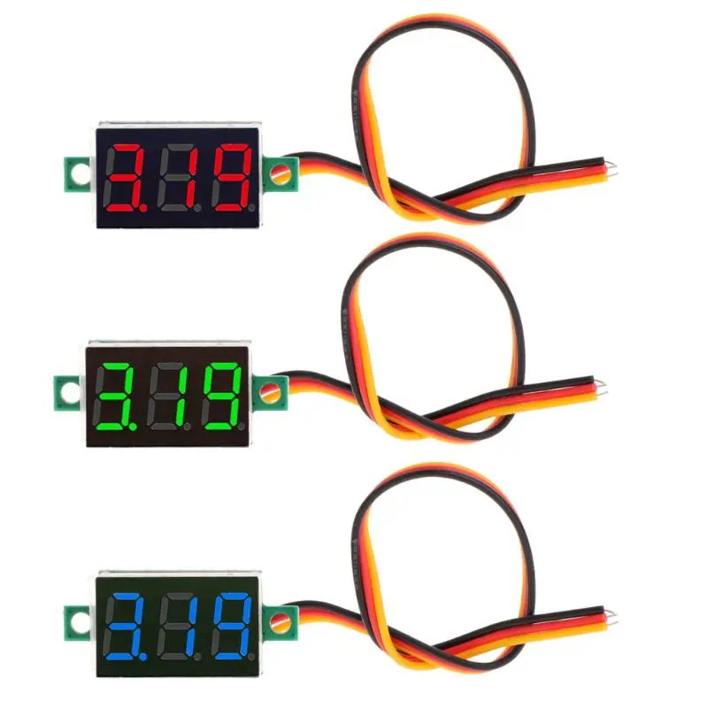 Meter 3 Wire 0.36" for DC 0~100V Digital Voltmeter Gauge Tester LED Display Panel Mount Car Motorcycle Batte