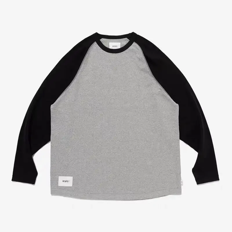 WTAPS Men’s Raglan Long Sleeve T-Shirt Japanese Style Contrast Sleeve Loose Fit Casual Couple Basic Top