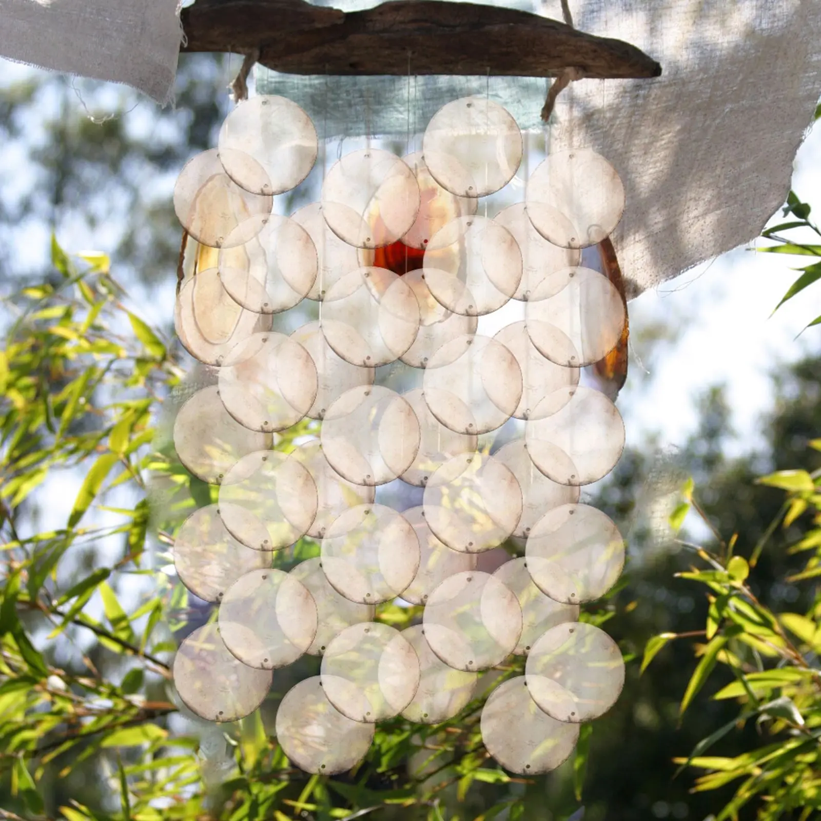 50 pezzi di conchiglie naturali rotonde dischi di conchiglie di mare con due fori decorazioni pendenti fai da te per realizzare campanelli eolici creazione di gioielli NUOVO