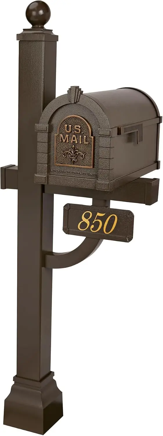 Gaines Keystone Series Mailbox - Bronze with Antique Bronze Fleur de Lis