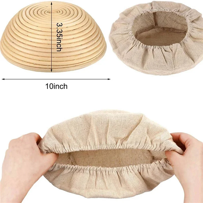 ABUL-25X Round Bread Proofing Basket Cloth Liner Sourdough Banneton Proofing Cloth Natural Rattan Baking Dough Basket Cover