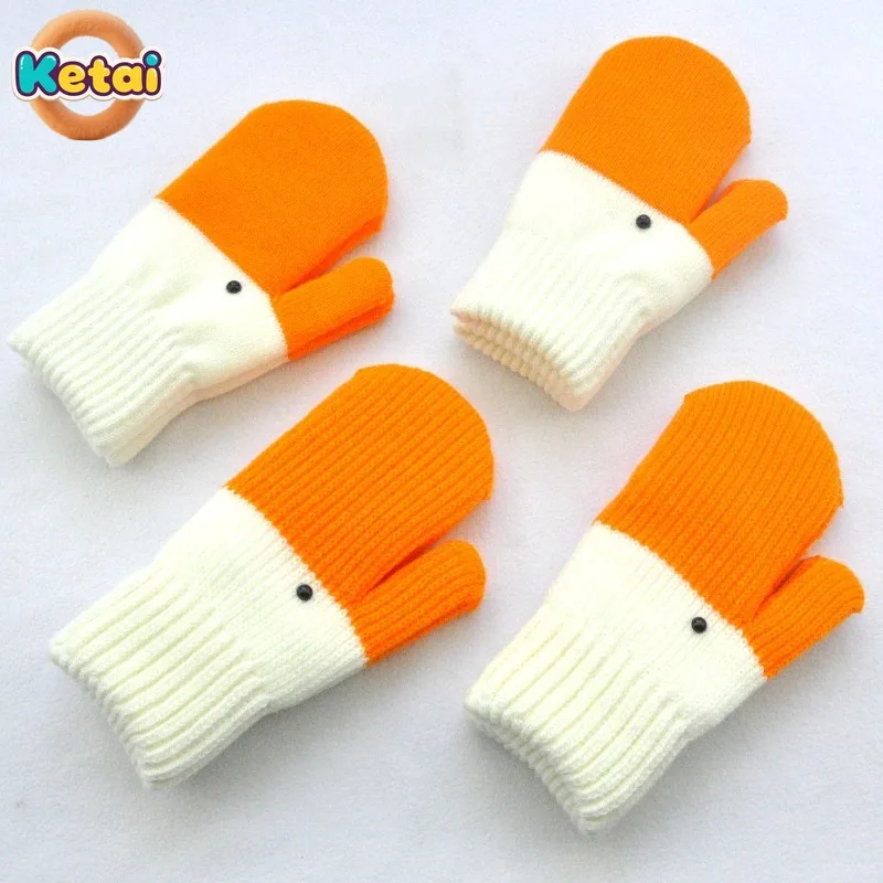 Grappige gebreide ganzenwollen handschoenen voor herfst en winter, schattig met dik fluweel voor koude bescherming en warmte dubbellaagse handschoenen