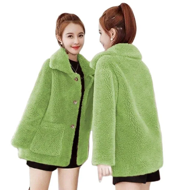 

Lamb-Like Coat Female Autumn Winter New Korean Version Of Loose Cardigan Wool Warm And Age-Reducing Joker Fur-like One Jacket