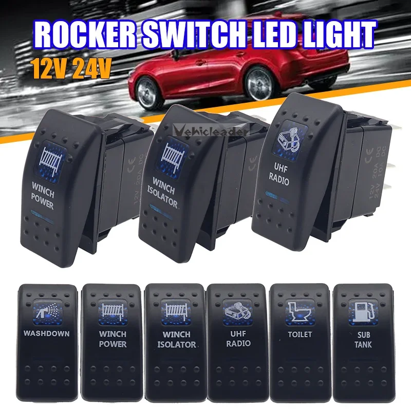 1pcs 12V 24V Car Boat Caravan Rocker Switches Waterproof Toggle Switch Bar Style Blue Toggle Rocker Reverse Rear Light Switch