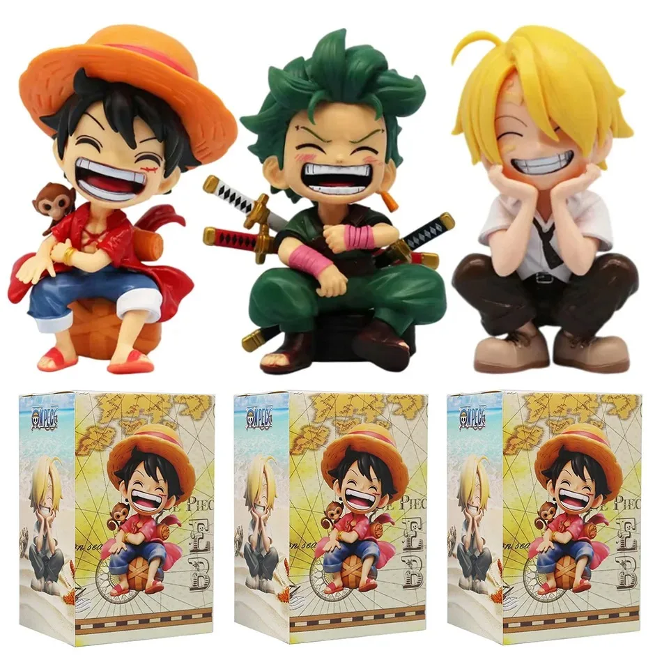 Série périphérique 13.5 CM, une pièce, Luffy Solon Sanji, version Q, posture assise, modèle pour enfants, figurine, jouet, cadeau, objets de collection
