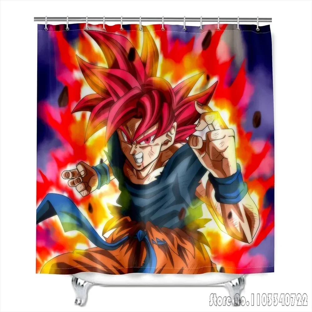 

2026 Anime Dragon Ball Z Son Goku Burdock Broli Bath Shower Curtain Waterproof 3D Cute with Hooks for Kids Bathroom Decoration