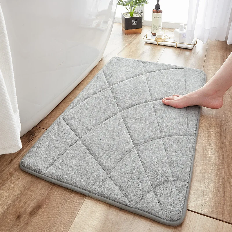 Olanly Memory Foam Bathroom Mat Absorbent Shower Bath Mat Non-slip Bathroom Carpet Quick Dry Floor Rug Soft Bedroom Foot Pad