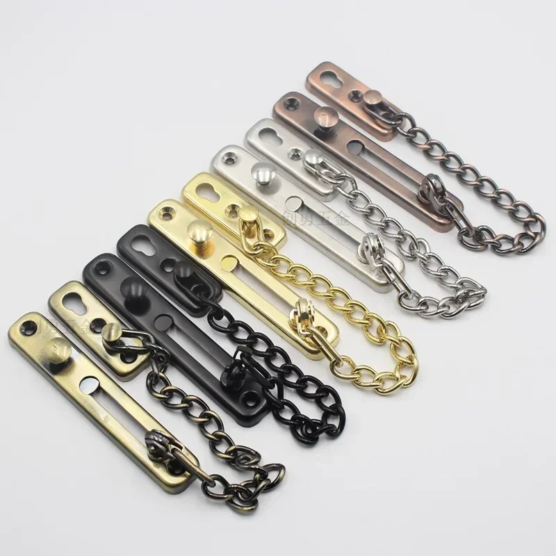 Door Chain Lock Stainless Steel Security Chain Guard Spring Anti Theft Press Heavy Duty Polished Latch Screw Guard Accessories