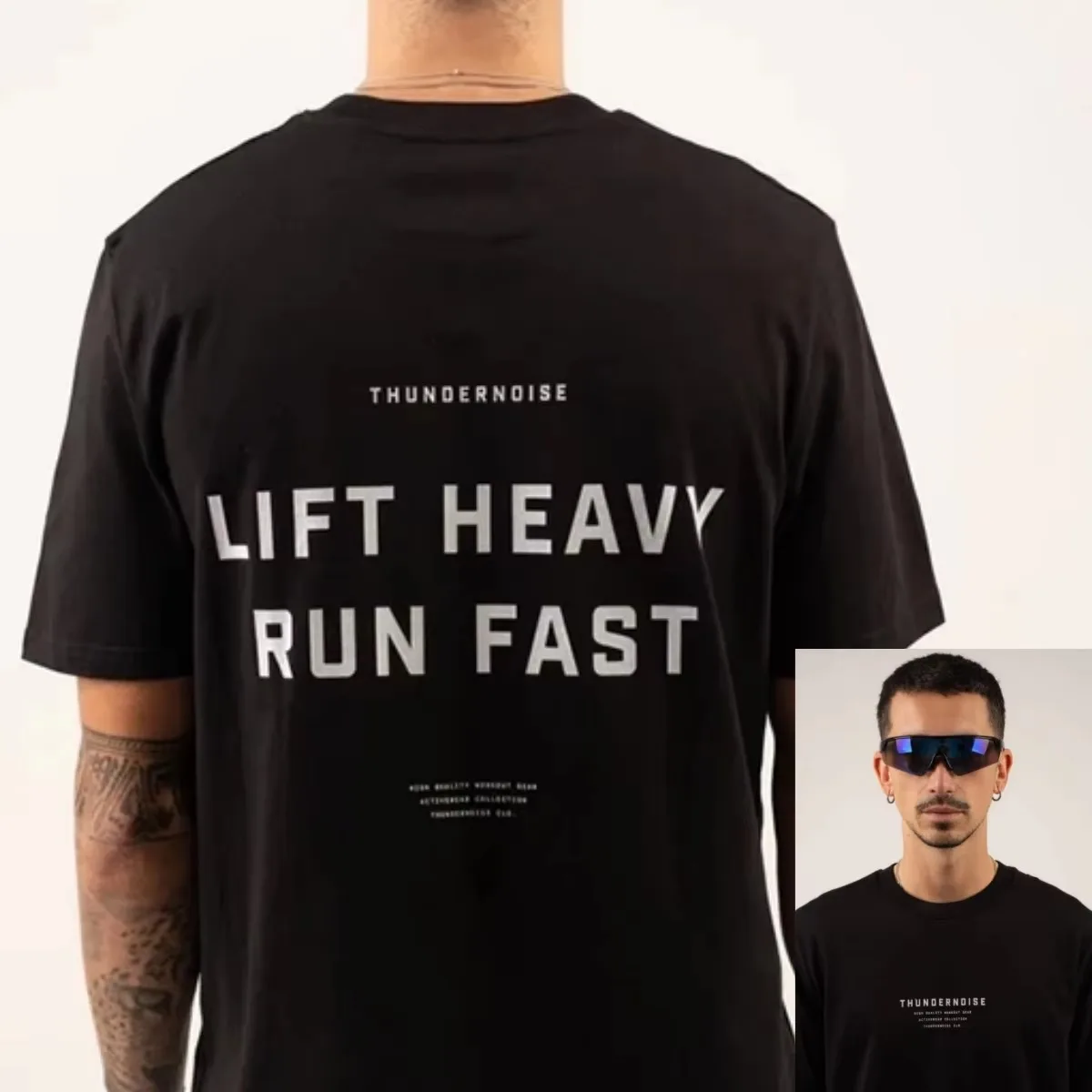 2026 New Men Crew Neck T Shirt 'Lift Heavy Run Fast' Text Print Short Sleeve Training Casual Tee