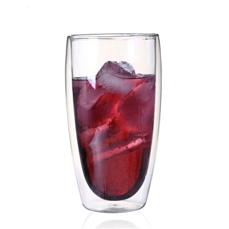 650ml Double Wall Glass Mug Clear Resistant Handmade Kungfu Tea Mug Coffee Milk Juice Lemon Healthy Drink Double Layer Glass Mug