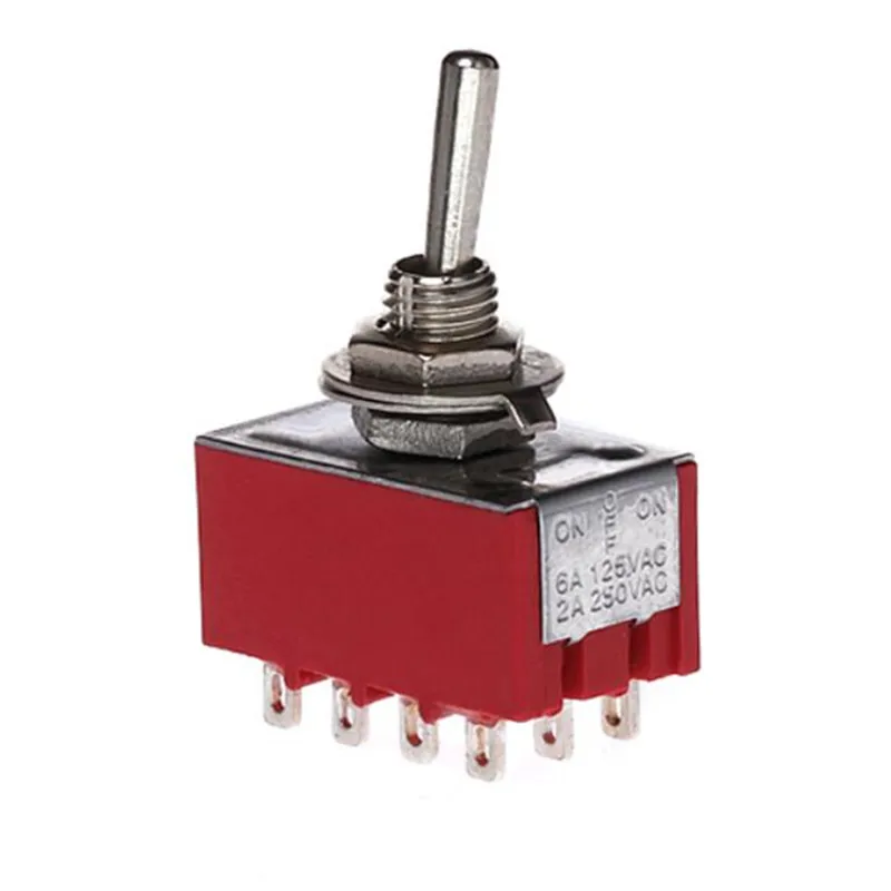 2A/250VAC 6A/125VAC on-off-on 3 Way 4P2T 4PDT Toggle Switch 12 Solder Terminals MTS-102/103/202/203/303/302/402/403/123/223