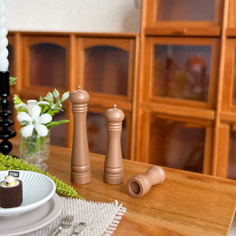 3Pcs Doll House Furniture Gift Dollhouse Alloy Cooking Pepper Grinding Bottle Miniature Mini Scene Model Doll Accessories