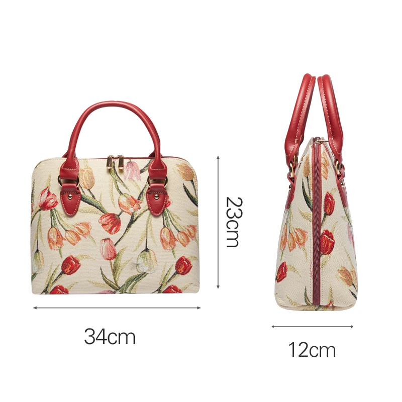 Tapiz de SAJA Bolso de mujer Bolso de hombro individual Bolso inclinado Bolso de la bolsa Bolso de la oficina de la oficina Bolso de la bolsa de la flor del tulipán bolsa de la mano bolsa de la correa del hombro de la