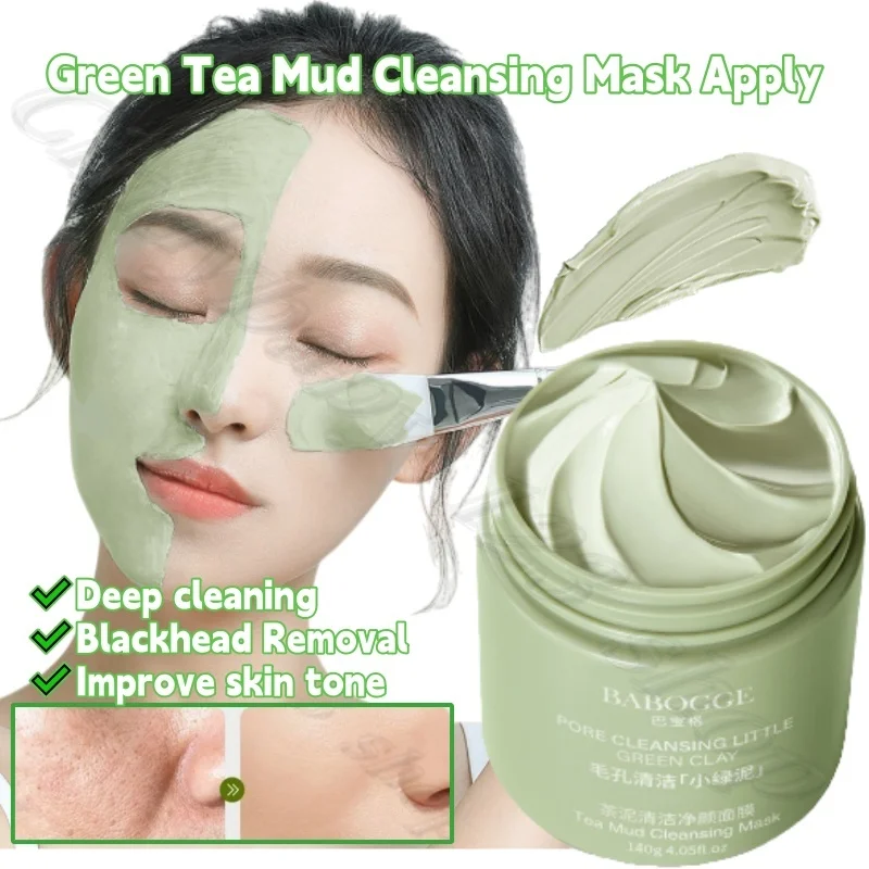 Green Tea Mud Cleansing Mask Deep Cleansing Blackhead and acne-removing Improving Uneven Skin Tone Apply Mud Mask 140g