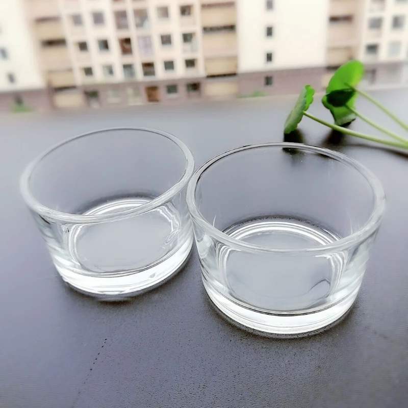 5pcs Small Tea Wax Glass Candle Holder Round Candle Glass