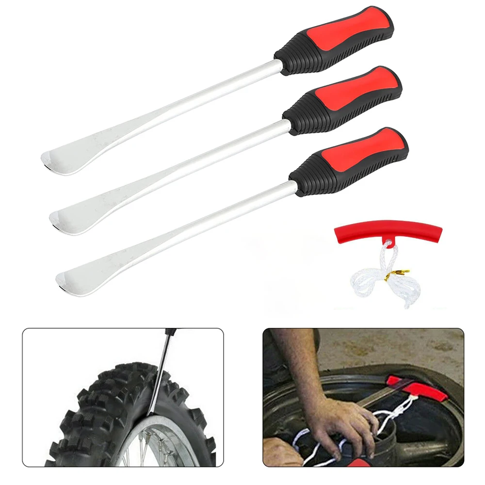 Tire Maintenance Tool Set Steel Spoon Rod Rim Protector Valve Tool for Repair Car Motorcycle Bike Tire Changer Levers Tool Spoon