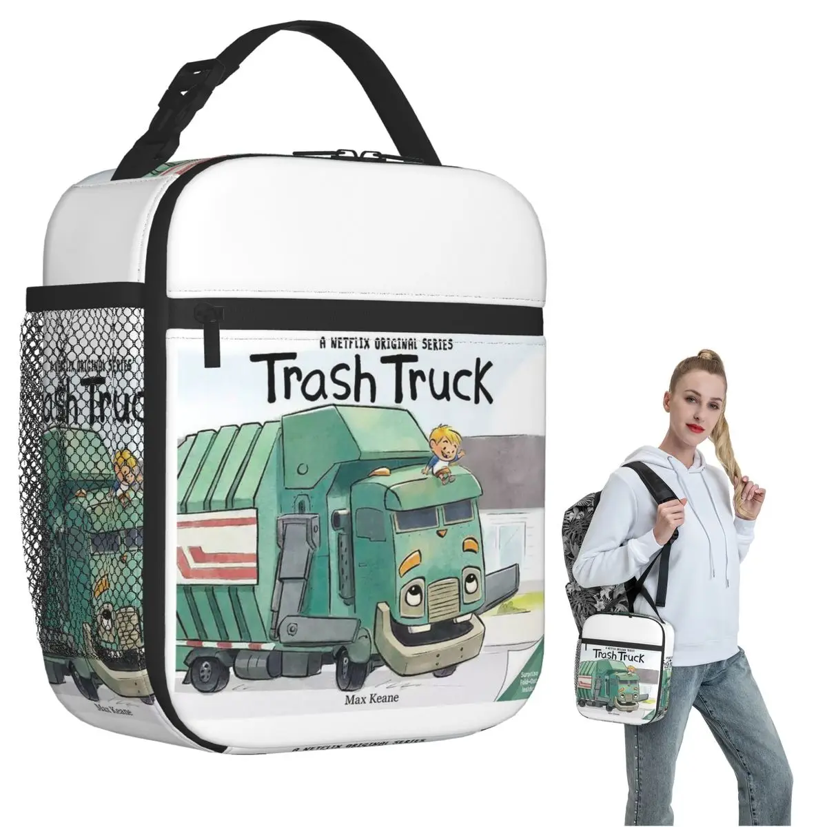 Trash Truck Cartoon Netflix Insulated Lunch Bag for Women Children Portable Food Boxes Thermal Lunch Box Tote