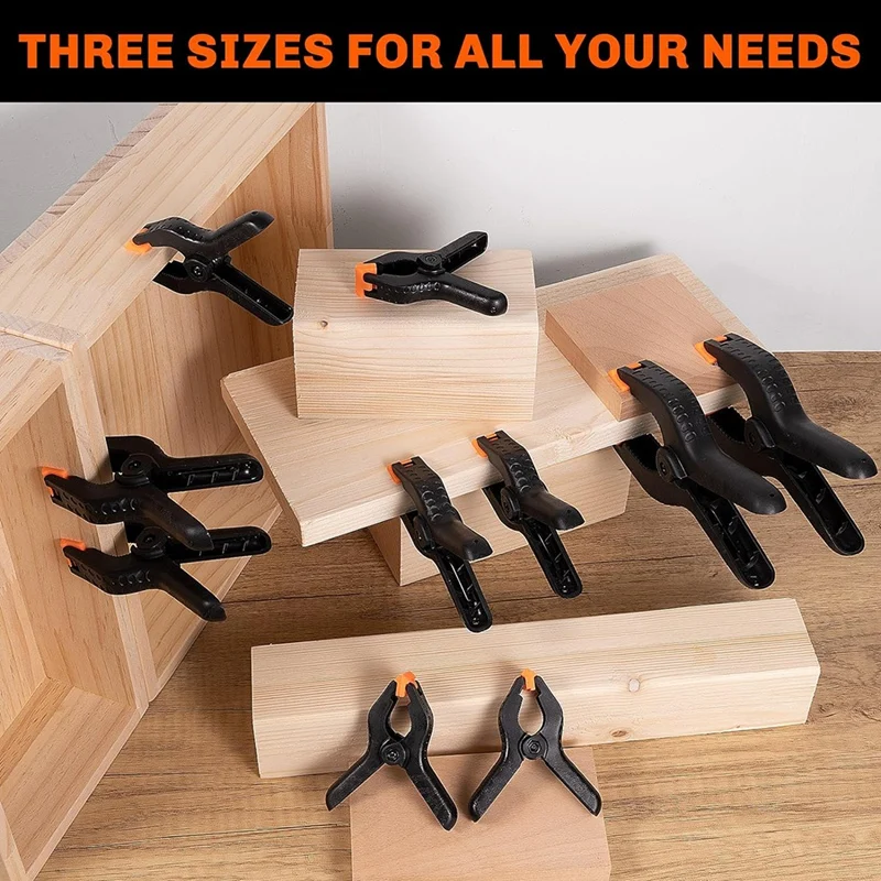 10 Piece Premium Spring Clamps Heavy Duty Clips PP In Assorted Sizes 6.5Inch, 4.5Inch, & 3.5Inch