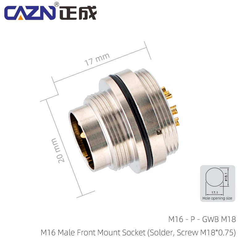 M16 Solder Front Rear Mount Socket Male and Female 2-24 Pin Waterproof IP67 Aviation Connectors