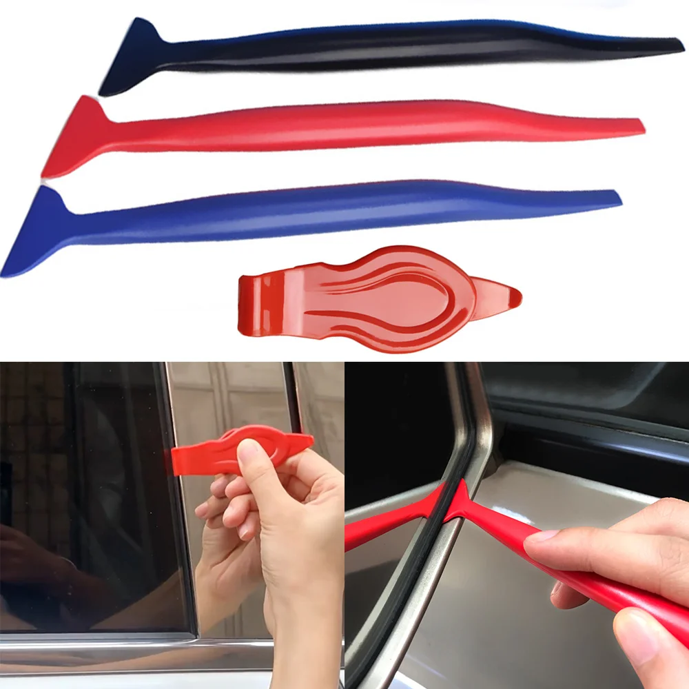 3/4PCS Car Stickers Hardness Wrap Vinyl Tools Micro Squeegee Scraper Micro Gasket Squeegee Car Film Wrapping Scraper Accessories