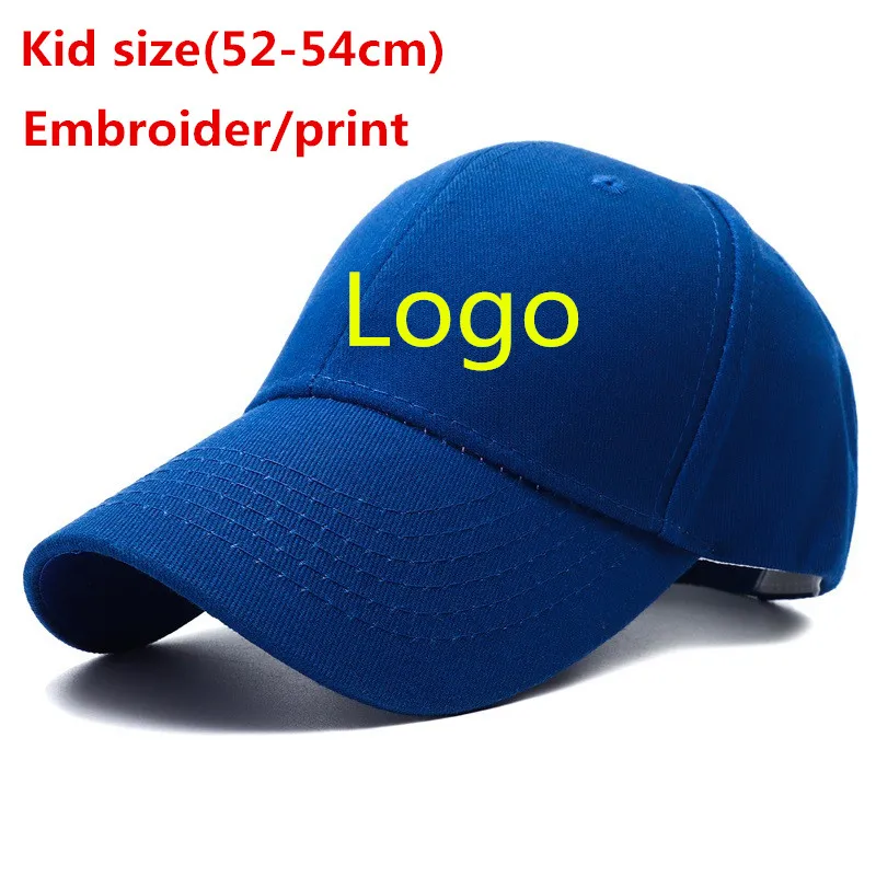 

Custom logo kids Sports hat Boy girls Solid color cotton Baseball cap Children casual leisure 6 panels trucker hat