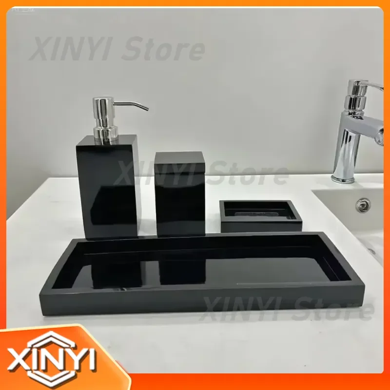 Vanity Set Bathroom Organizer Resin Soap Dish Cotton Jar Box for Hotel Amenities for Home Use and Decor